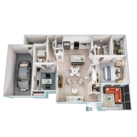 Floor plan for 2 beds, 2 baths, 1240 sqft